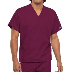 Cherokee Scrubs Workwear Top Shirt Unisex Scrubs Nurse Doctor VetTech Maroon New